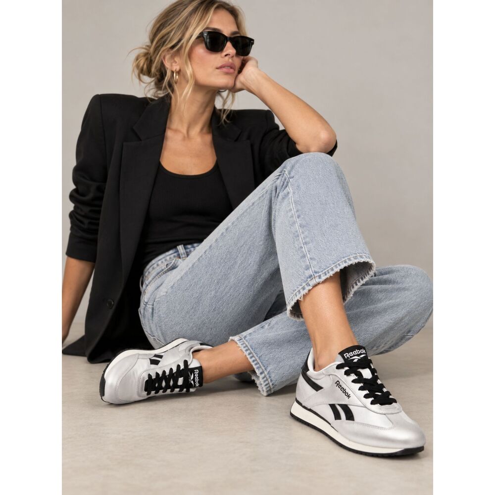 Reebok Flori World 70 Silver Metallic Retro Low Top Sneakers Women Size 7